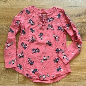 Caslon floral embroidered lace-up slub sweatshirt